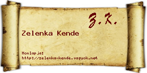 Zelenka Kende névjegykártya